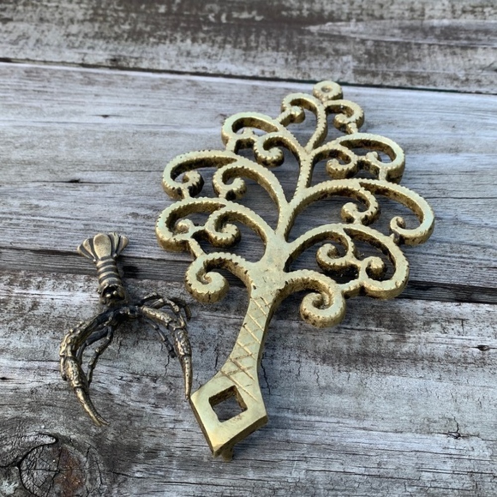 Vintage Brass Tree of Life Trivet - Ornate Family Tree Wall Hanging & Hot Plate